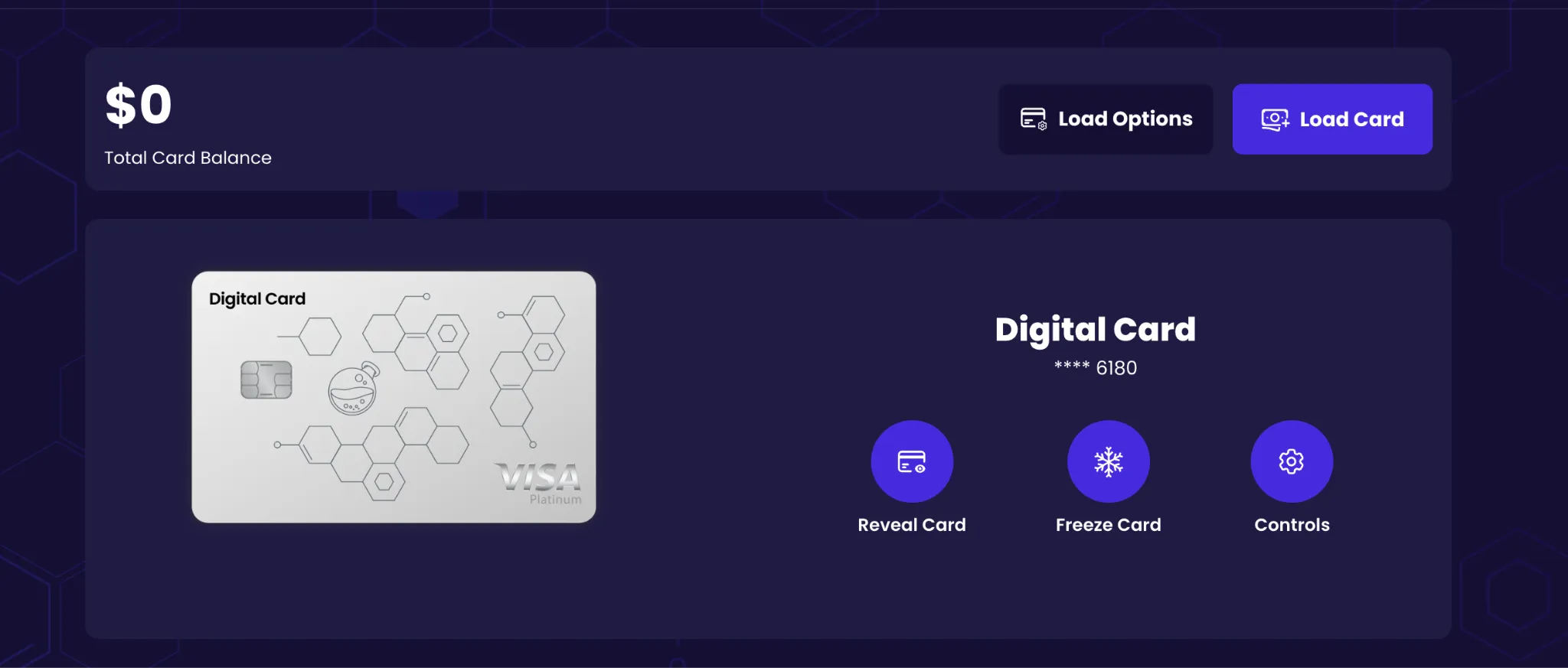 Osmosis card page showing the card balance and Load Options button
